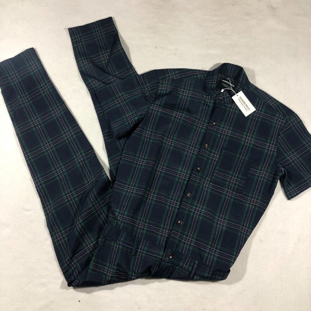 Men's Plaid Pants - Black and Green